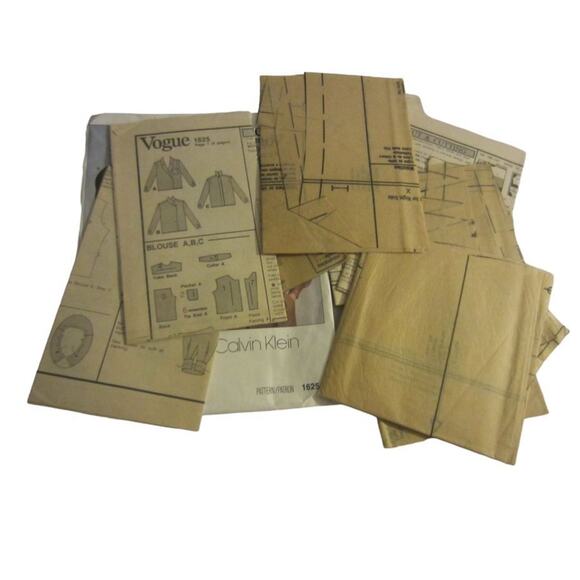 Vintage 80s Calvin Klein Vogue Sewing Pattern Blouse Top Women's Misses 1987 - Picture 3 of 5